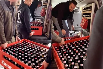 Geen gekke dingen, gewoon twee kratjes bier mee tijdens een uitje met de vriendengroep