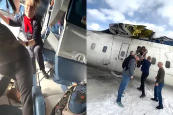 Beelden van passagier Peter “Egg” Koukov die gecrasht vliegtuig in Toronto verlaat