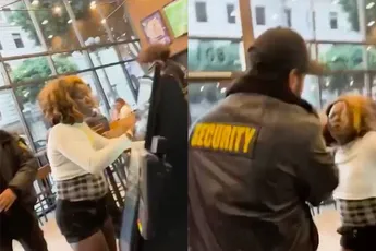 Beveiliger Taco Bell LA deelde even een vlakke hand uit aan dame die niet direct wilde luisteren
