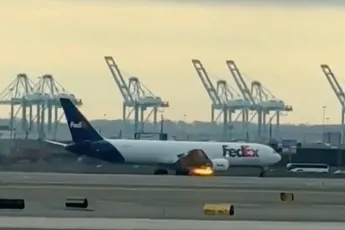 Vlammen uit de motor: FedEx-Boeing maakt noodlanding op Newark Airport
