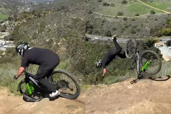 Mountainbiker maakt wel een hele snelle afdaling