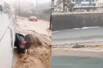Gran Canaria veranderde in een bruin waterballet na mega-regenval