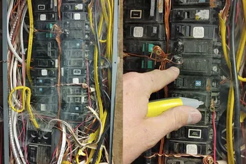 Gelukkig wordt ‘ie per uur betaald, want deze elektriciën is nog wel even bezig