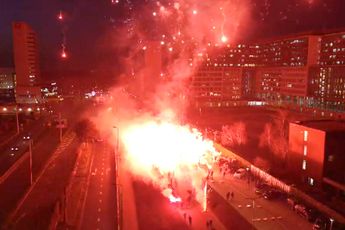 Minutenlange vuurwerkshow boven centrum van Rotterdam als eerbetoon voor zieke Feyenoord-supporter