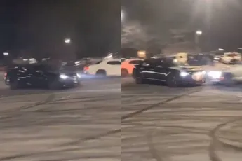 Dikke BAM op de parkeerplaats tijdens driftsessie