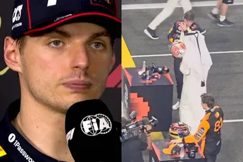 Max Verstappen geeft korte antwoorden, want hij vindt dat hij monddood is gemaakt door regels