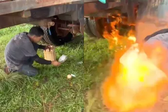 Amateur-pyromaan maakt er nogal een vlammende zooi van