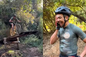 Mountainbiker wilde het bruggetje over, en gaf z’n hele ziel