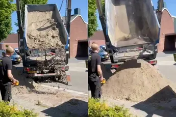 Zand vervoeren en afleveren in een container leverde een veel te spannend momentje op