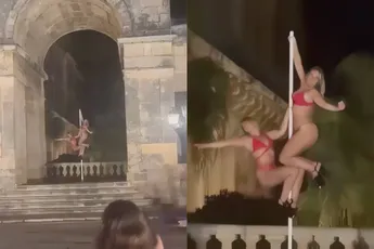 Britse dames paaldansen halfnaakt bij paleis op Corfu en krijgen de Griekse autoriteiten over zich heen