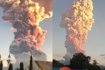 Indonesische vulkaan maakt toch wel indruk met gigantische aswolk