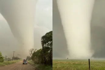 Zeldzame en gewelddadige 'stovepipe tornado' bij Dickens, Nebraska zorgt voor indrukwekkende beelden