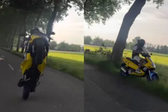 Stuntmannetje maakt van scooter even een waterscooter