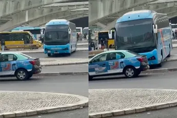 Bus in Lissabon gaat zelf een stukje uit rijden