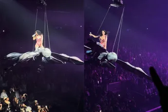 🎙️ Paniek boven San Francisco: Katy Perry bungelt aan vliegprop tijdens “Roar”