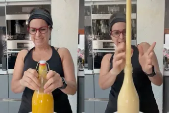 Succes met schoonmaken: zo te zien stond er een beetje druk op de fles