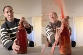 Iets zegt ons dat er meer druk op de fles stond dan ze had verwacht