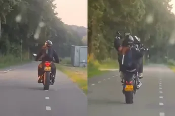 Gras happen: Nederlandse motormuis is heel hard aan het oefenen op een wheelie
