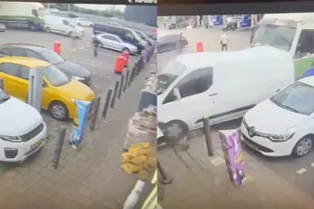 Onwel geraakte vrachtwagenchauffeur ramt tankstation Muiden – beelden opgedoken