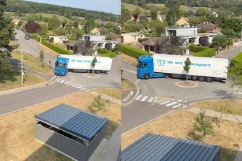 Vrachtwagen besturen voor gevorderden: rotonde met boompje