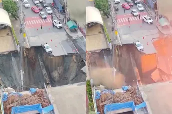 Megasinkhole dreigt ziekenhuis mee te trekken in Thaise hoofdstad Bangkok