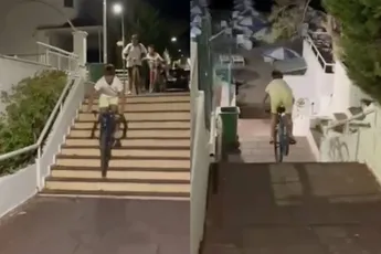 Stuntmannetje doet sprong des doods… wait for it