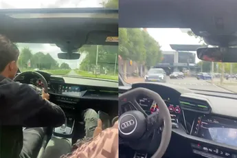 Boys rijden Audi RS3, maar hebben alleen grijze massa om te mogen fietsen