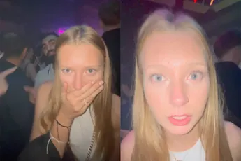 Man in club laat zien wat hij met meisje wil doen