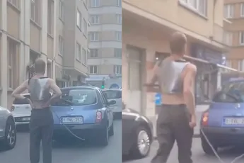 Vrouw in België bindt haar man vast aan auto en rijdt met hem rond