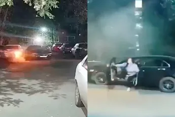 Boze Russische ramde met haar beschonken kop 8 auto’s in Omsk