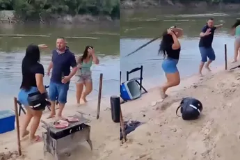 Romantische BBQ verandert nogal van sfeer als zijn vrouw ook even langs wipt