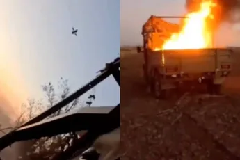 Oekraïense FPV-drone ramt Russische buggy in Donetsk, vastgelegd door soldaat