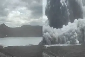 Zondagochtend was de Taal-vulkaan er vroeg bij om van zich te laten horen