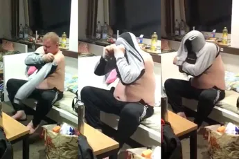 Als je kletsnat een sweatshirt aan wilt trekken, maar deze blijkt ab-so-luut niet mee te willen werken