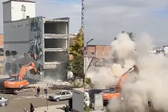 Gebouw zakt in tijdens sloop: puinregen in Turkse Elbistan