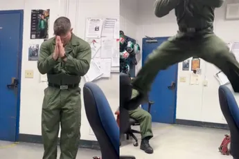 Vechtkunst­demonstratie ziet er vooral heel pijnlijk uit voor de ‘vechter’ zelf