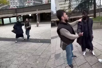 Een kan wel vechten en een kan er niets van, toch vermakelijk straatgevechtje