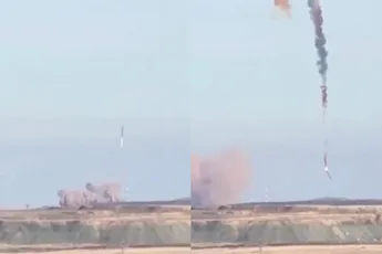 Russische rakettest gaat compleet fout: kantelt, vat vlam en explodeert