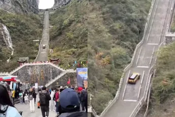 Chinese EV wil Land Rover-stunt nadoen, glijdt halverwege de hemeltrap weer terug naar beneden