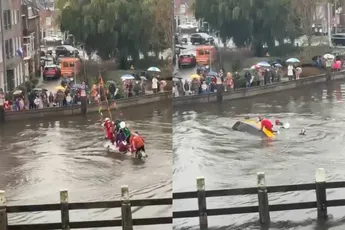 Pietenboot ten onder! Reddingsbrigade in actie om pieten uit water te redden