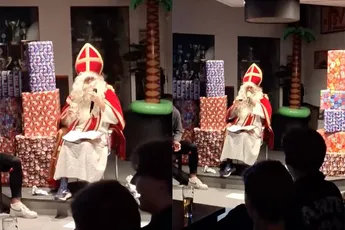 Sinterklaas heeft dorst en neemt even twee atjes voor de sfeer