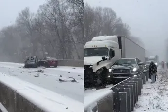 Witte hel op de snelweg: zo’n 50 auto’s crashen in één gigantische sneeuwchaos bij Terre Haute