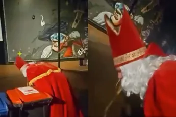 Sinterklaas ging na een paar atjes “ff een luchtje scheppen” en liet gelijk zijn maaginhoud achter op straat