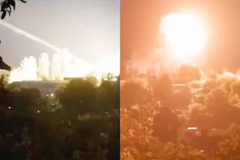 Heftige beelden tonen gigantische explosie boven Kiev tijdens recente Russische aanval