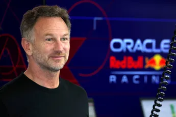 Horner kan zijn lach niet inhouden bij beelden van Newey: 'Gigantische groene snottebel!'