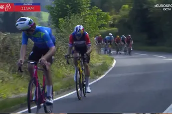 Beresterke Van Aert misrekent zich in finale Tour of Britain en ziet Tiller er met de bloemen vandoor gaan