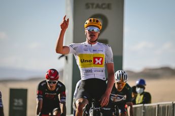 Tim Merlier kicked off the year with a bang in the AlUla Tour with a victory after a tense echelon stage, with Van Uden and De Kleijn finishing second and third