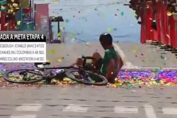 🎥 You can't make this up! Inattentive rider slips and crashes due to confetti on the road