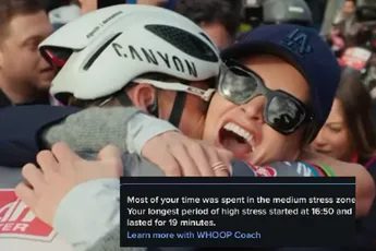 Roxanne Bertels - vriendin van Mathieu van der Poel - laat via Whoop-data zien hoe zij slot Milaan-Sanremo beleefde