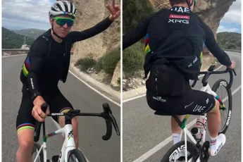 🎥 Pogi doet een Del Grosso: wereldkampioen verveelt zich na zwaar voorjaar en trekt lange wheelies in trainingsritje